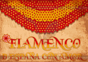 Flamenco Spain love card with spanish color flag, vecto - vector image