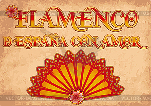 Flamenco Spain love card colors of Spanish flag, vector - royalty-free vector image