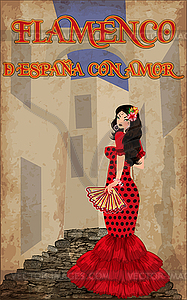 Flamenco. From Spain with love.  Beautiful spanish danc - vector clipart