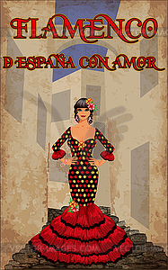 Flamenco. From Spain with love. Elegant spanish dancing - vector image