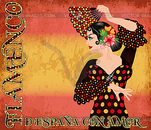 Flamenco. from Spain with Love. Greeting card with eleg - vector EPS clipart