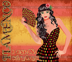 Flamenco. Translation is From Spain with Love. Festival - vector clipart / vector image