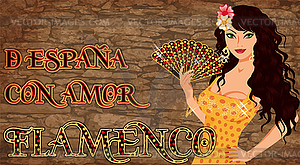 Flamenco.Translation is From Spain with Love. Spanish g - vector clip art