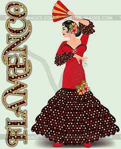 Flamenco. Spanish flamenco dancing girl with fan. vecto - vector clipart
