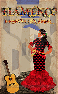 Flamenco.Elegant spanish girl - vector clipart