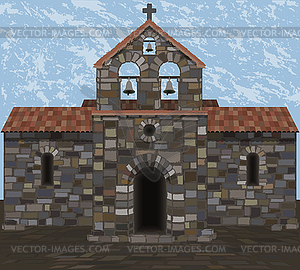 Ancient stone spanish church in visigothic style with b - vector clip art