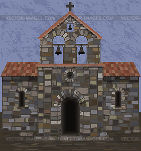 Old stone church in visigothic style. vector illustrati - vector image