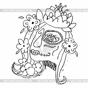 Day of the dead, make up of sugar skull. Children's dra - vector clipart