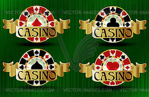 Set casino vip poker chips, vector illustration - vector image