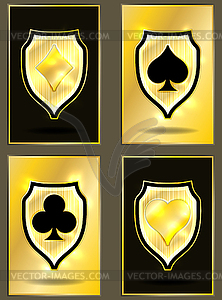 Golden casino poker cards, vector illustration - vector clipart