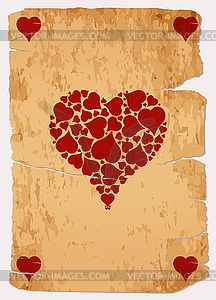 Vintage hearts poker cards, vector illustration - vector image