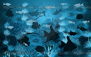 Underwater wallpaper with tropical fish, vector illustr - vector clipart