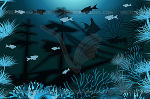 Underwater tropical wallpaper, vector illustration - vector image