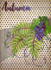 Autumn invitation banner with grape, vector illustratio - vector clipart / vector image