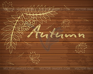 Autumn background with drawn in chalk, vector illustrat - stock vector clipart