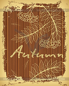 Autumn  background with rowan drawn in chalk, vector - vector clipart