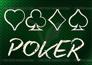 Poker chalk drawing banner, vector illustration - vector clipart