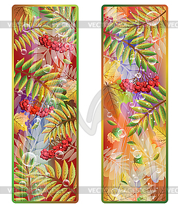 Autumn banners with rowan berries, vector illustration - vector image