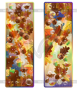 Autumn banner with oak leaves, vector illustration - vector clipart