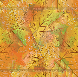 Autumn seamless background with maple leaves and spider - vector clipart