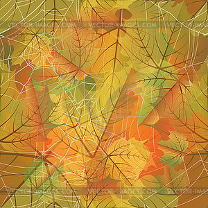 Autumn seamless card, with spider web, vector illustrat - vector image