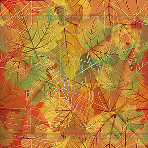 Autumn seamless background with spiderweb, vector illus - stock vector clipart