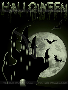 Happy halloween wallpaper with black castle, vector  - vector image