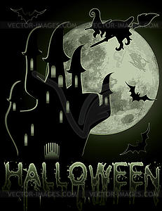 Happy halloween wallpaper with black castle, vector  - vector clipart