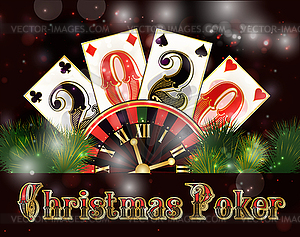 Christmas poker casino wallpaper. New 2020 year, vector - vector clip art