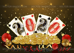 Рождественский покер, новая карта казино 2020 года, вектор иллю - векторное изображение клипарта