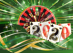 Casino new 2020 year greeting card, vector illustration - vector clip art