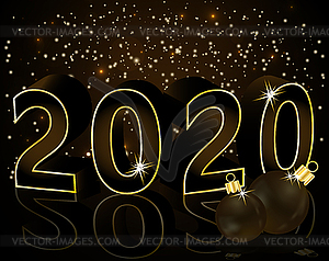 С Новым 2020 годом черные обои, векторные иллюстрации - клипарт в векторном формате