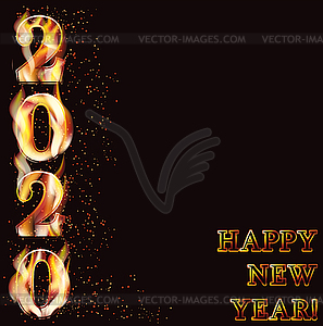 Счастливый огонь новый 2020 год invitatcion фон, вектор - цветной векторный клипарт