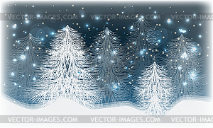 Winter wallpaper with snow and xmas tree, vector illust - vector clipart