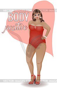 Body positive plus size attractive  girl, vector illust - vector image