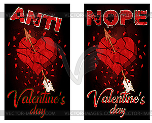 Anti valentines day banners broken heart, vector illust - vector clipart