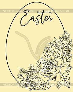 Happy Easter floral invitation party card, vector illus - vector clipart