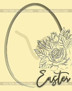 Happy Easter invitation card with easter egg and flower - vector clipart