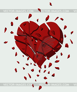 Broken heart card, vector illustration - vector image