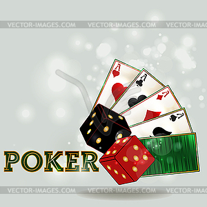 Casino background with dice and poker cards, vector ill - royalty-free vector clipart