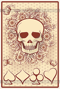 Casino wallpaper with skull and poker cards, vector - vector image