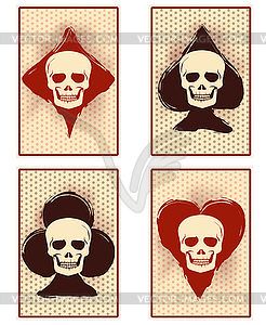 Poker casino cards with skull, vector illustration - color vector clipart