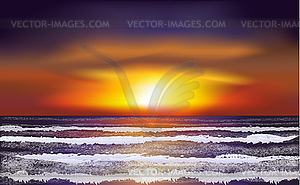 Tropical landscape ocean wallpapert, vector illustratio - vector clipart