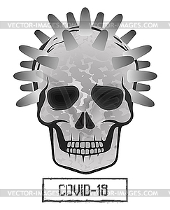 Coronavirus covid-19 white and black skull isolated  - vector clip art