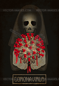 Death holds the virus in his hands coronavirus covid-19 - vector image