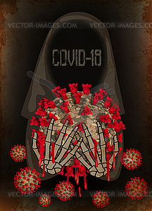 Death covid-19 holds coronavirus in his hands wallpaper - vector clipart