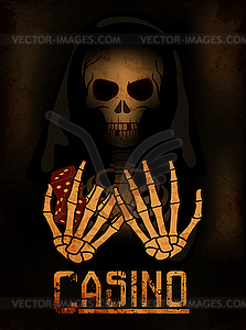 Death holds casino  dice in his hands wallpaper, vector - vector image