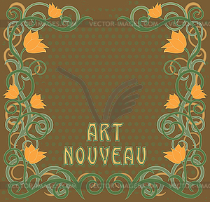 Floral wallpaper in art nouveau style, vector illustrat - vector image