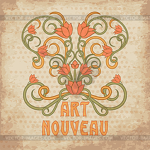 Old floral ornate in art nouveau style, vector illustra - vector clip art