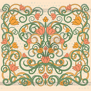 Floral wallpaper in art nouveau style, vector illustrat - vector clipart